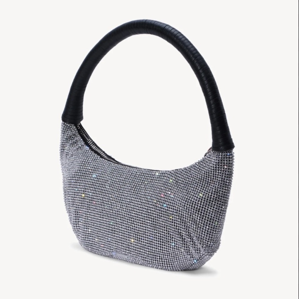 STAUD SILVER CRYSTAL BAG